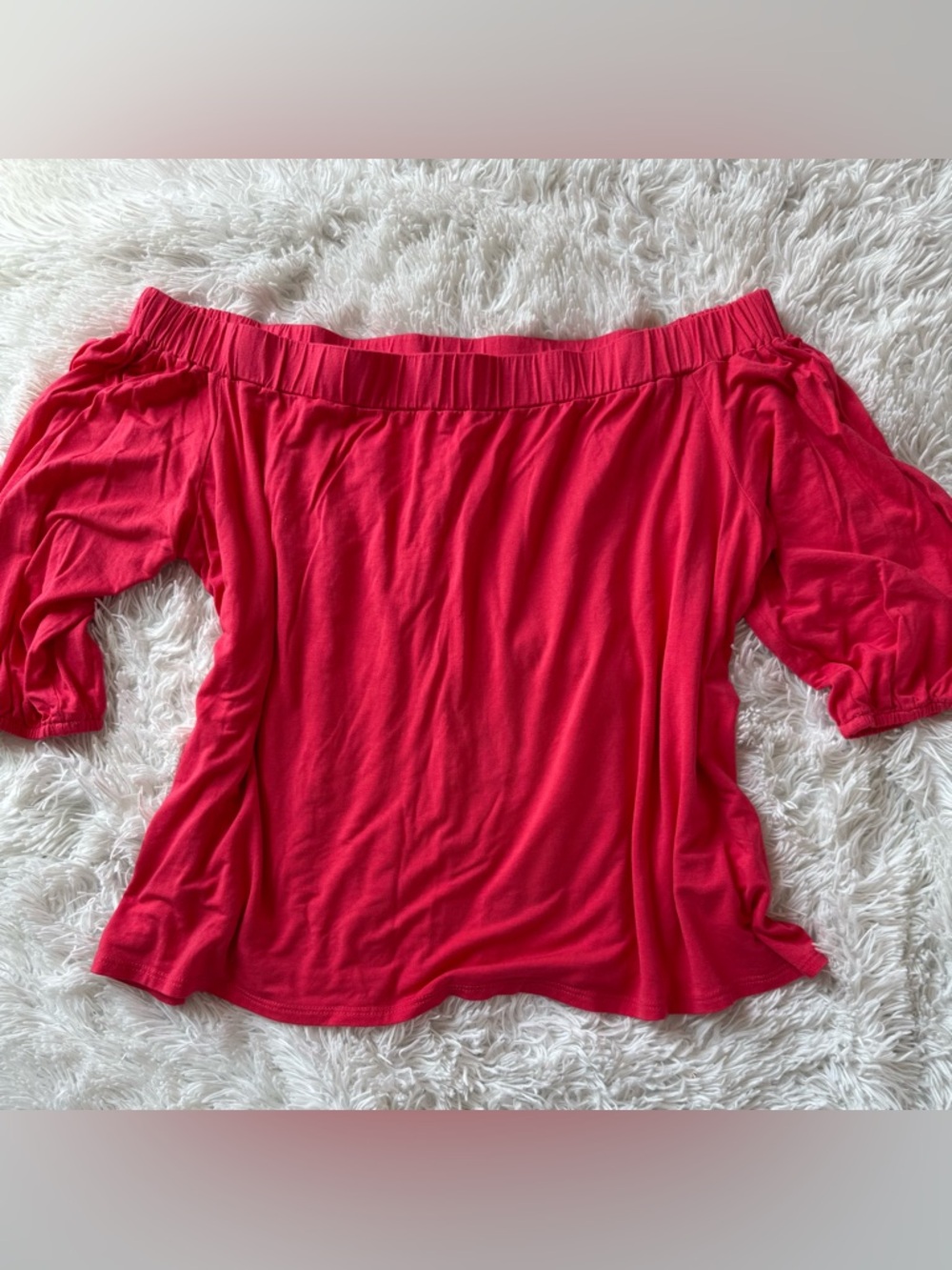 Loveappella Off-the-Shoulder Bright Red Blouse